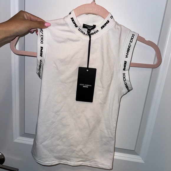 SKIMS Dolce & Gabbana Fitted White Sleeveless Tank Top - Picture 2 of 3